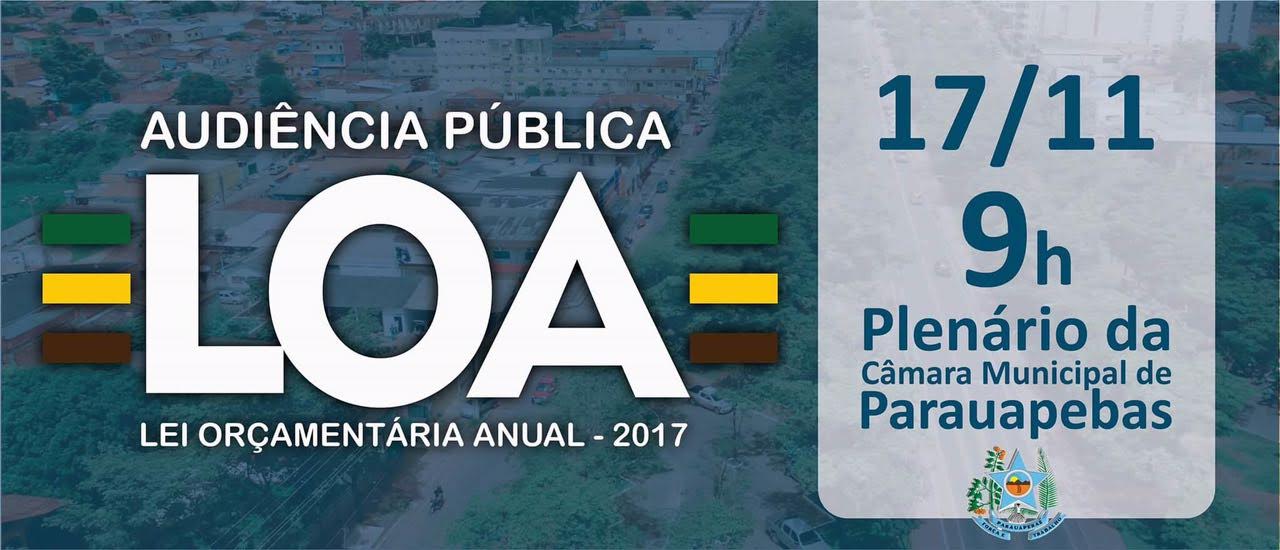  Audiência publica para discutir a LOA será nesta quinta-feira (17) na Câmara Municipal de Parauapebas